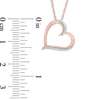 Diamond Accent Tilted Heart in 10K Rose Gold | Heart Necklaces ...