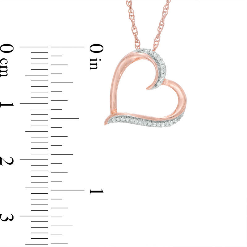 diamond accent tilted heart in 10k rose gold