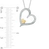 Diamond Accent Tilted Double Heart Pendant in Sterling Silver and 10K Gold