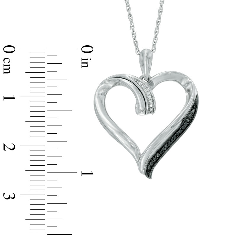 Enhanced Black and White Diamond Accent Heart Pendant in Sterling Silver