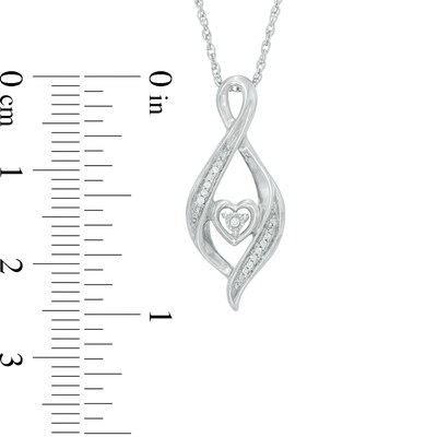 Diamond Accent Infinity Flame with Heart Pendant in Sterling Silver