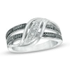 Thumbnail Image 0 of Black and White Diamond Accent Split Wave Double Row Ring in Sterling Silver