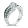 Thumbnail Image 1 of Black and White Diamond Accent Split Wave Double Row Ring in Sterling Silver