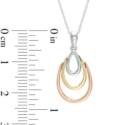 Triple Teardrop Pendant in 10K Tri-Tone Gold