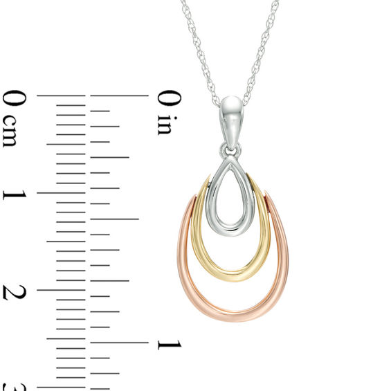 Triple Teardrop Pendant in 10K Tri-Tone Gold