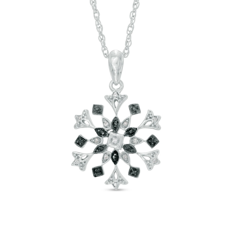 Black and White Diamond Accent Snowflake Pendant in Sterling Silver|Peoples Jewellers