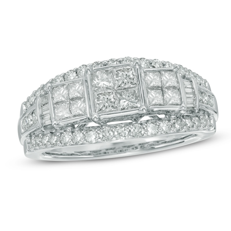 1.50 CT. T.W. Princess-Cut Quad Diamond Engagement Ring in 10K White Gold|Peoples Jewellers