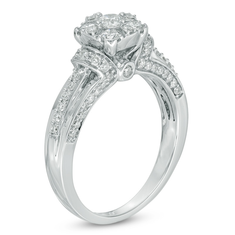 Main Image 2 of 1.00 CT. T.W. Diamond Frame Collar Engagement Ring in 14K White Gold