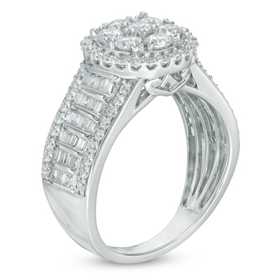 1.50 CT. T.W. Composite Diamond Frame Engagement Ring in 14K White Gold