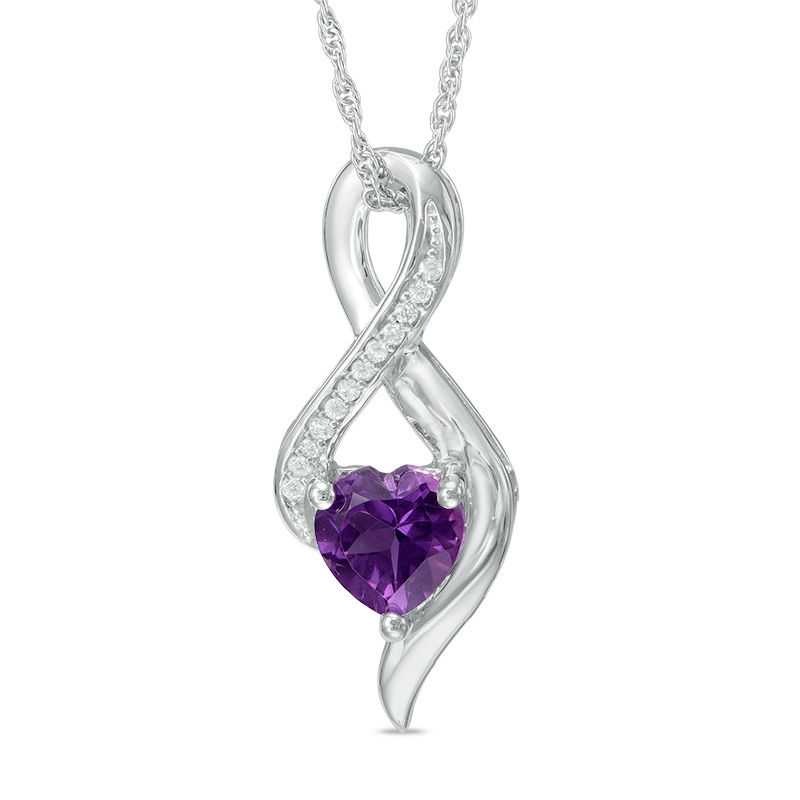 Heart-Shaped Amethyst Pendant in 10K White sale Gold with a Diamond Accent