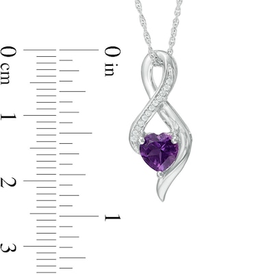 6.5mm Heart-Shaped Amethyst and Diamond Accent Infinity Pendant in 10K White Gold