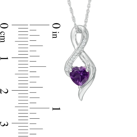 6.5mm Heart-Shaped Amethyst and Diamond Accent Infinity Pendant in 10K White Gold