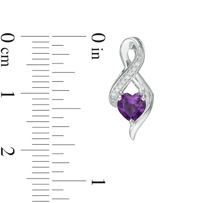 5.0mm Heart-Shaped Amethyst and Diamond Accent Infinity Drop Earrings in 10K White Gold