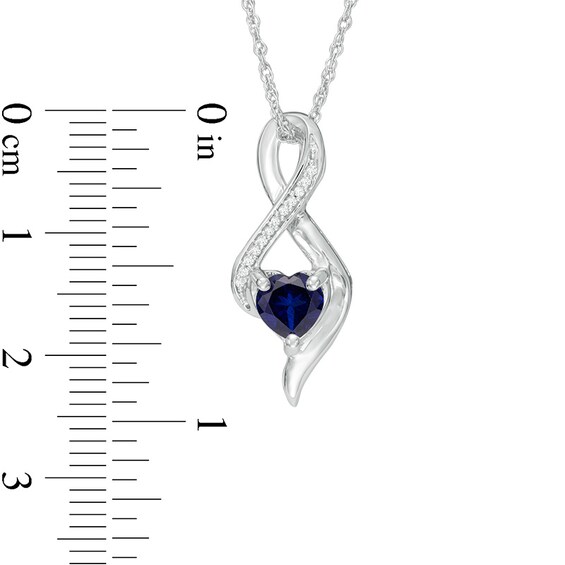 6.5mm Heart-Shaped Lab-Created Sapphire and Diamond Accent Infinity Pendant in 10K White Gold