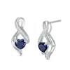 Thumbnail Image 0 of 5.0mm Heart-Shaped Blue Lab-Created Sapphire and Diamond Accent Infinity Drop Earrings in 10K White Gold
