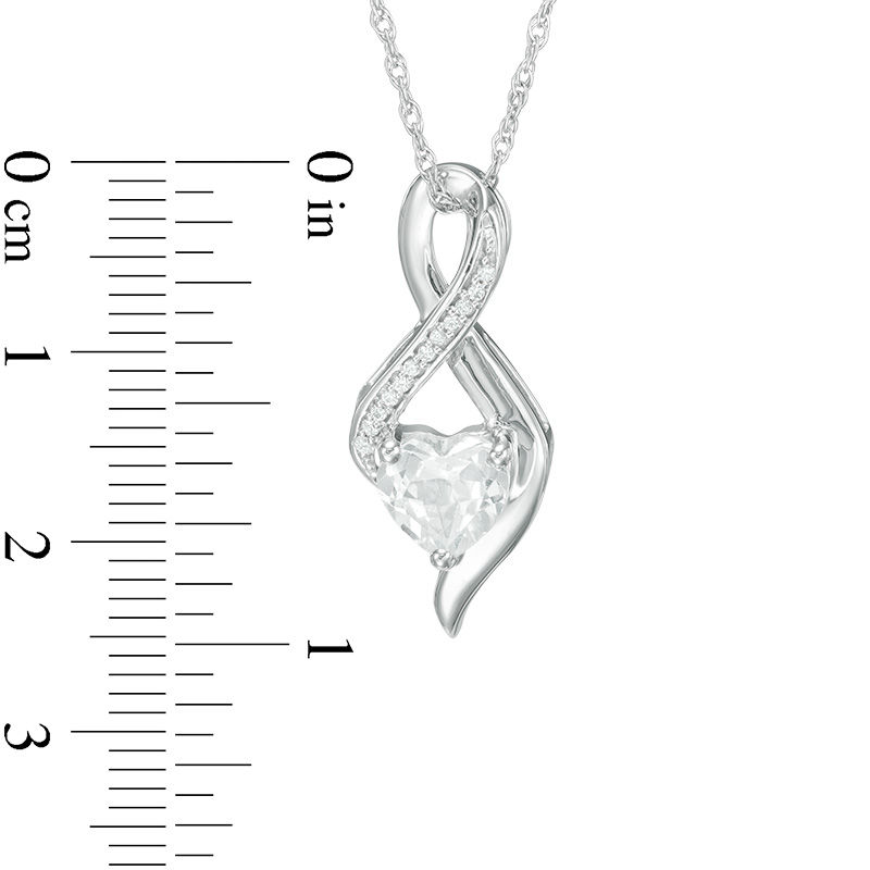 Main Image 2 of 6.5mm Heart-Shaped Lab-Created White Sapphire and Diamond Accent Infinity Pendant in 10K White Gold