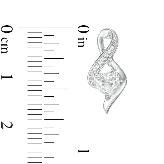 5.0mm Heart-Shaped Lab-Created White Sapphire and Diamond Accent Infinity Drop Earrings in 10K White Gold