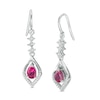 Pear-Shaped Lab-Created Ruby and 0.11 CT. T.W. Diamond Flame Drop Earrings in Sterling Silver