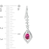 Pear-Shaped Lab-Created Ruby and 0.11 CT. T.W. Diamond Flame Drop Earrings in Sterling Silver