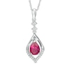 Thumbnail Image 0 of Pear-Shaped Lab-Created Ruby and Diamond Accent Flame Drop Pendant in Sterling Silver