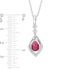 Thumbnail Image 1 of Pear-Shaped Lab-Created Ruby and Diamond Accent Flame Drop Pendant in Sterling Silver