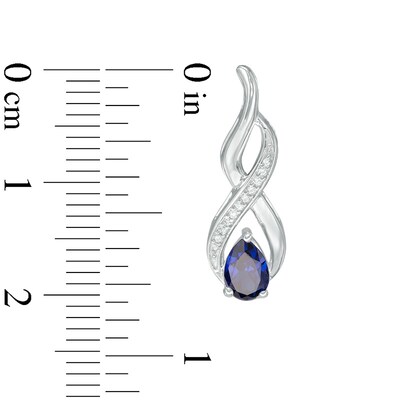 Pear-Shaped Lab-Created Blue Sapphire and Diamond Accent Infinity Drop Earrings in Sterling Silver