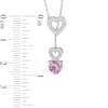 Thumbnail Image 1 of 6.0mm Lab-Created Pink Sapphire and 0.11 CT. T.W. Diamond Heart Lariat Necklace in Sterling Silver