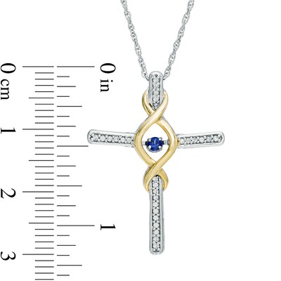 Unstoppable Love™ Lab-Created Blue Sapphire and 0.12 CT. T.W. Diamond Pendant in Sterling Silver and 10K Gold