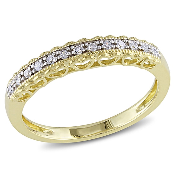 Diamond Accent Vintage-Style Heart Cutout Anniversary Band in 10K Gold