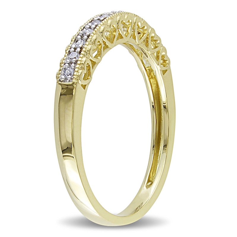 Diamond Accent Vintage-Style Heart Cutout Anniversary Band in 10K Gold|Peoples Jewellers