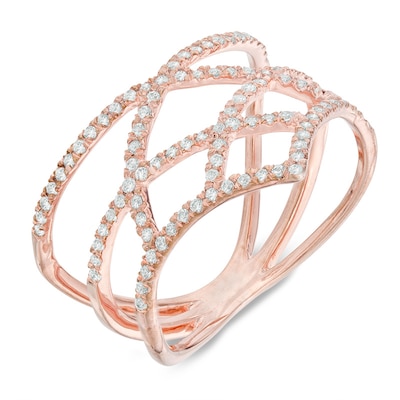 0.45 CT. T.W. Diamond Open Lattice Ring in 10K Rose Gold