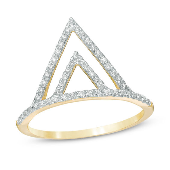 0.15 CT. T.W. Diamond Double Triangle Ring in 10K Gold