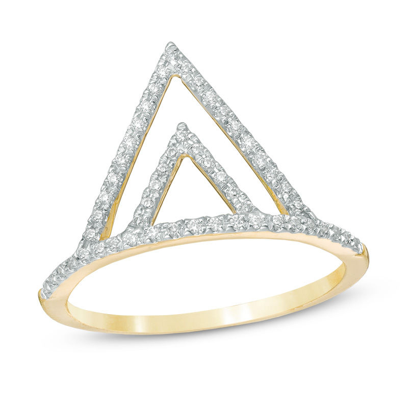 0.15 CT. T.W. Diamond Double Triangle Ring in 10K Gold|Peoples Jewellers