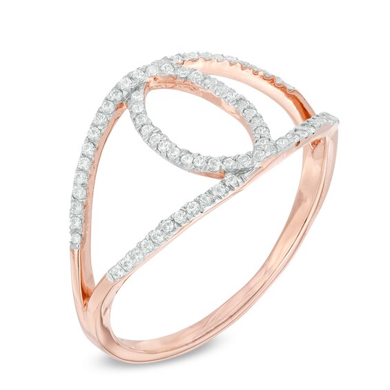 0.18 CT. T.W. Diamond Interlocking Ring in 10K Rose Gold