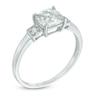 6.0mm Cushion-Cut Lab-Created White Sapphire and Diamond Accent Three Stone Ring in Sterling Silver