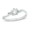 4.0mm Lab-Created White Sapphire and Diamond Accent Bypass Ring in Sterling Silver