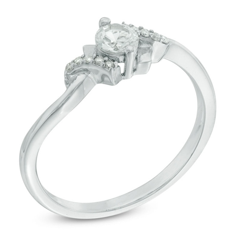 4.0mm Lab-Created White Sapphire and Diamond Accent Bypass Ring in Sterling Silver|Peoples Jewellers