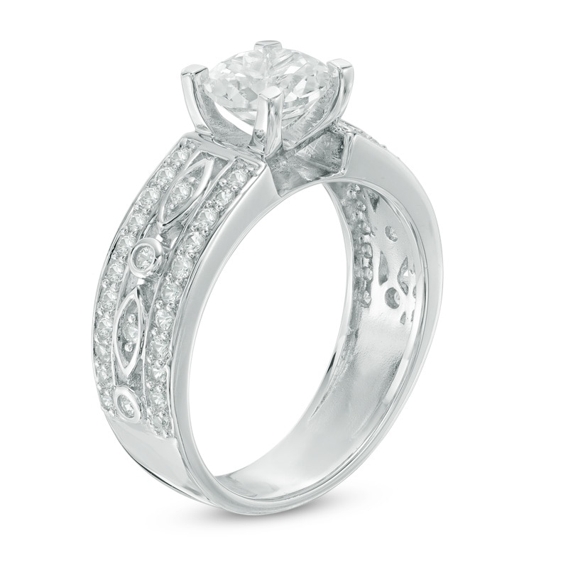 6.5mm Lab-Created White Sapphire Lattice Ring in Sterling Silver|Peoples Jewellers