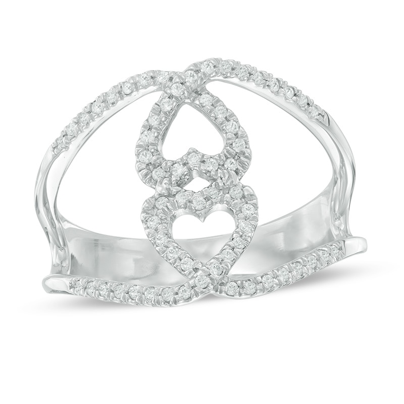 0.23 CT. T.W. Diamond Open Double Heart Ring in Sterling Silver|Peoples Jewellers