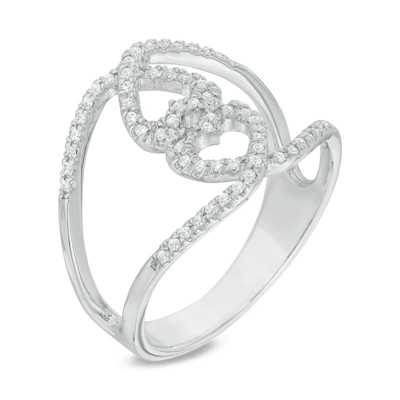 0.23 CT. T.W. Diamond Open Double Heart Ring in Sterling Silver|Peoples Jewellers