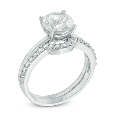 8.0mm Lab-Created White Sapphire Bridal Set in 10K White Gold