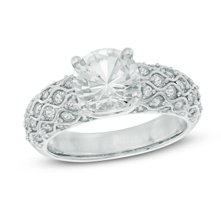 8.0mm Lab-Created White Sapphire Lattice Ring in 10K White Gold