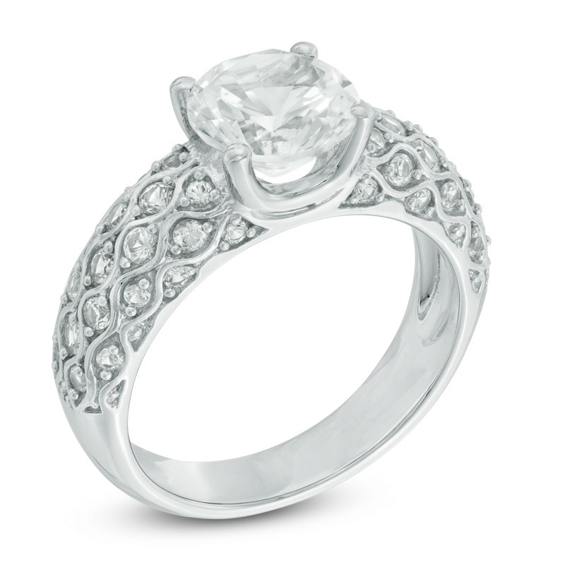 8.0mm Lab-Created White Sapphire Lattice Ring in 10K White Gold|Peoples Jewellers