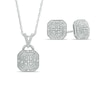 Thumbnail Image 0 of Diamond Accent Octagonal Frame Pendant and Stud Earrings Set in Sterling Silver