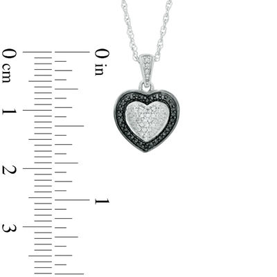 Enhanced Black and White Diamond Accent Heart-Shaped Pendant and Stud Earrings Set in Sterling Silver