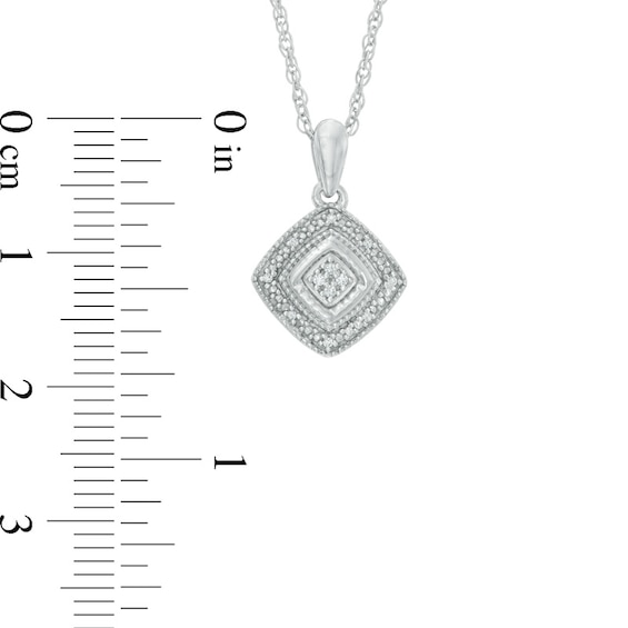 Diamond Accent Square Frame Pendant and Stud Earrings Set in Sterling Silver