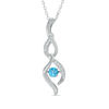 Unstoppable Love™ 4.0mm Swiss Blue Topaz and Lab-Created White Sapphire Infinity Pendant in Sterling Silver