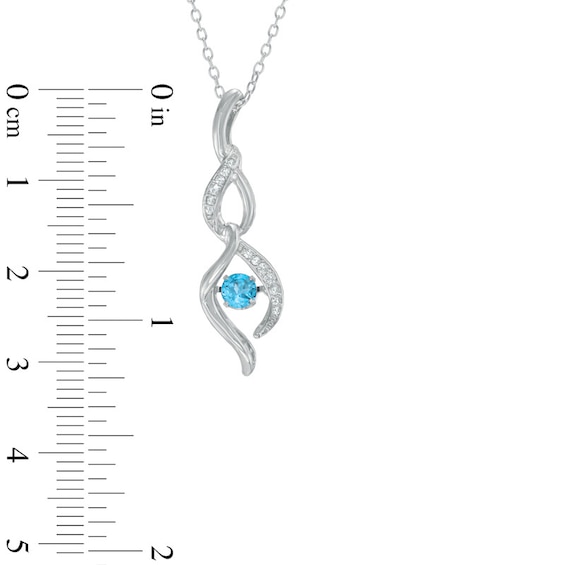 Unstoppable Love™ 4.0mm Swiss Blue Topaz and Lab-Created White Sapphire Infinity Pendant in Sterling Silver