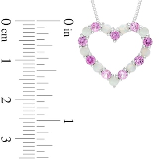 Lab-Created Opal and Pink Sapphire Heart Pendant in Sterling Silver