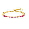 Thumbnail Image 0 of Lab-Created Ruby Bolo Bracelet in Sterling Silver with 18K Gold Plate - 9.0"